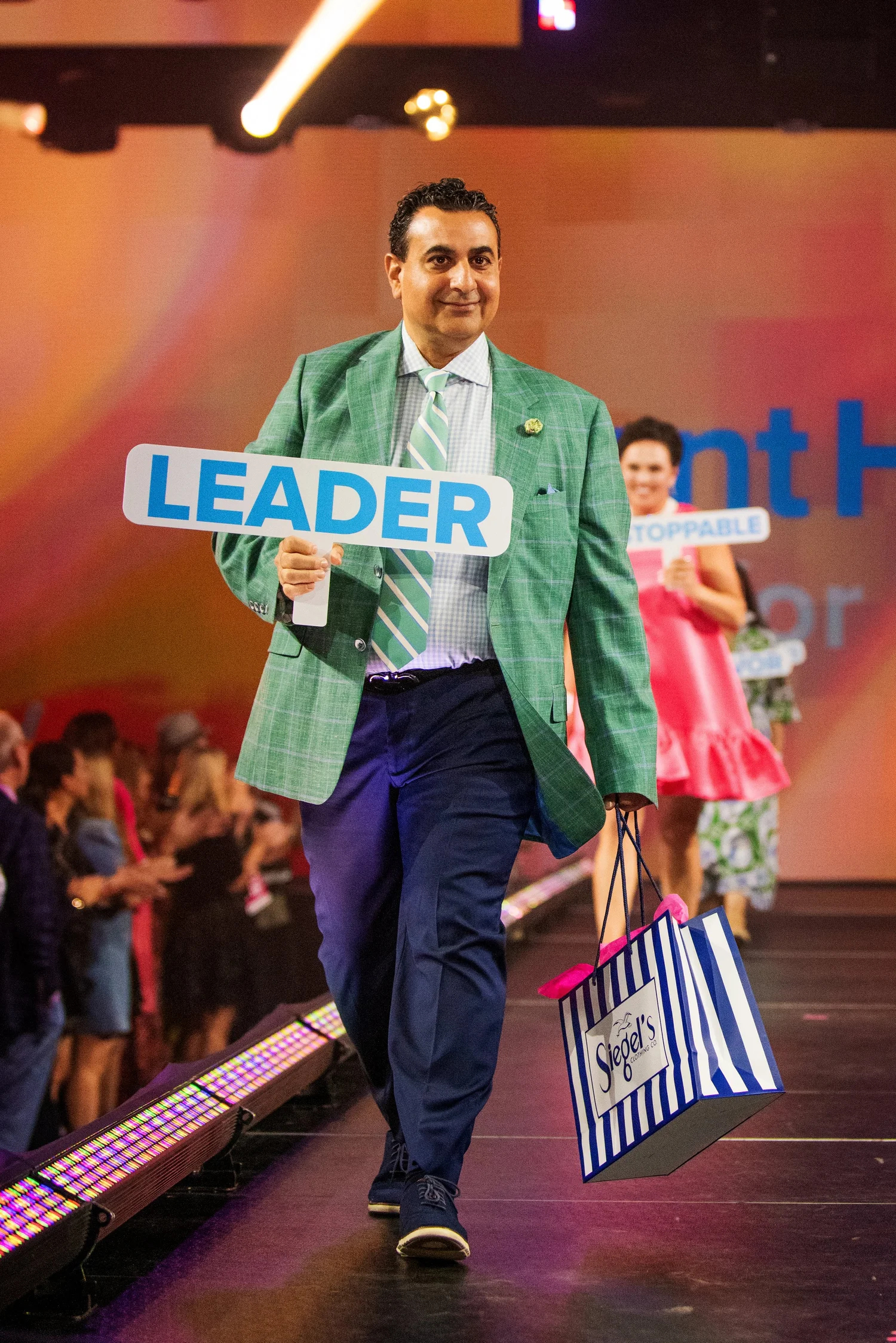 Runway walk with Leader sign